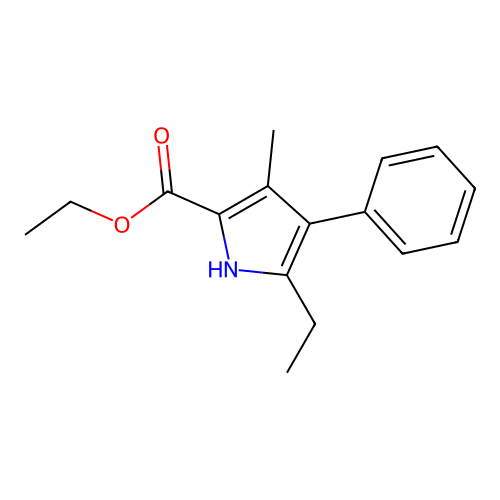 1H-Pyrrole-2-carboxylic acid, 5-ethyl-3-methyl-4-phenyl-, ethyl ester structure