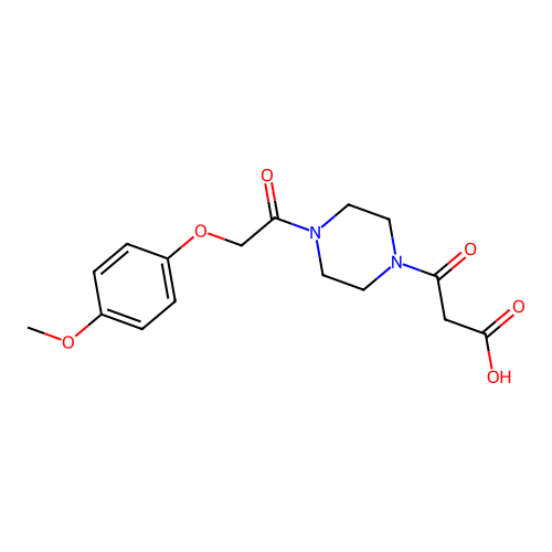 3-[4-[2-(4-Methoxyphenoxy)acetyl]piperazin-1-yl]-3-oxopropanoic acid structure