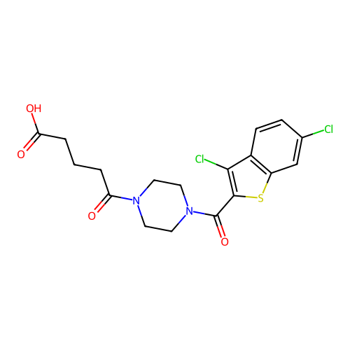 5-(4-(3,6-dichlorobenzo[b]thiophene-2-carbonyl)piperazin-1-yl)-5-oxopentanoic acid structure