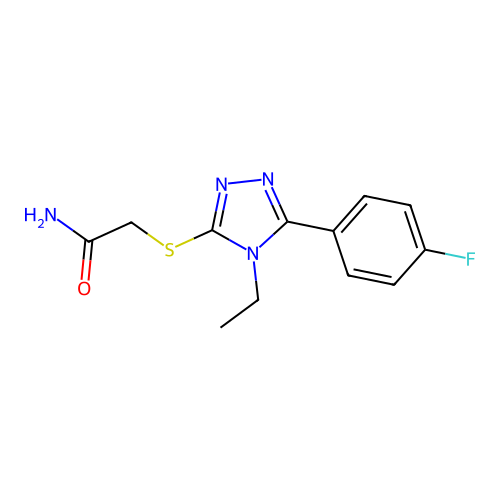 2-[[4-Ethyl-5-(4-fluorophenyl)-1,2,4-triazol-3-yl]sulfanyl]acetamide structure
