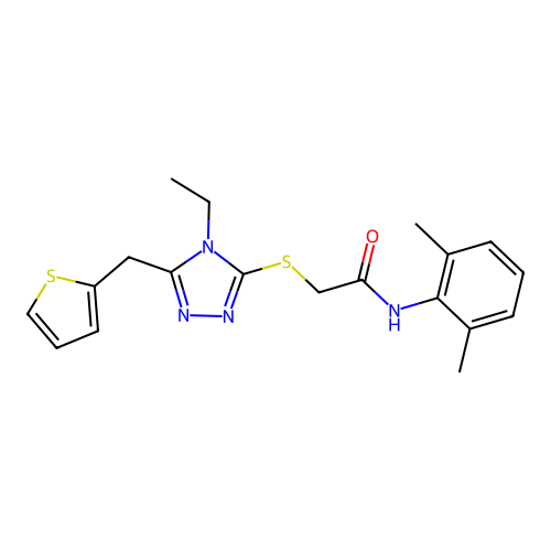 N-(2,6-dimethylphenyl)-2-{[4-ethyl-5-(thiophen-2-ylmethyl)-4H-1,2,4-triazol-3-yl]sulfanyl}acetamide structure