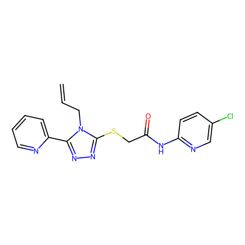 N-(5-chloropyridin-2-yl)-2-[(4-prop-2-enyl-5-pyridin-2-yl-1,2,4-triazol-3-yl)sulfanyl]acetamide structure