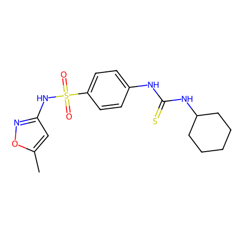 1-Cyclohexyl-3-[4-[(5-methyl-1,2-oxazol-3-yl)sulfamoyl]phenyl]thiourea structure