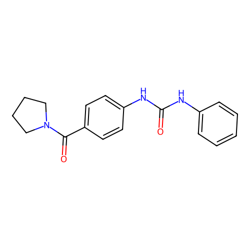 N-phenyl-N'-[4-(1-pyrrolidinylcarbonyl)phenyl]urea structure