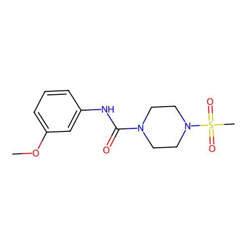 N-(3-methoxyphenyl)-4-methylsulfonylpiperazine-1-carboxamide structure
