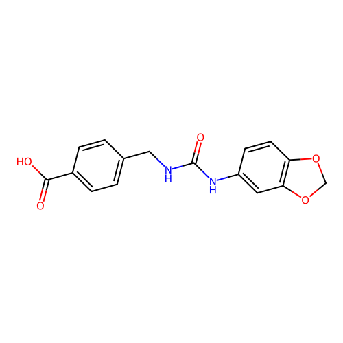 4-{[(1,3-Benzodioxol-5-ylcarbamoyl)amino]methyl}benzoic acid structure