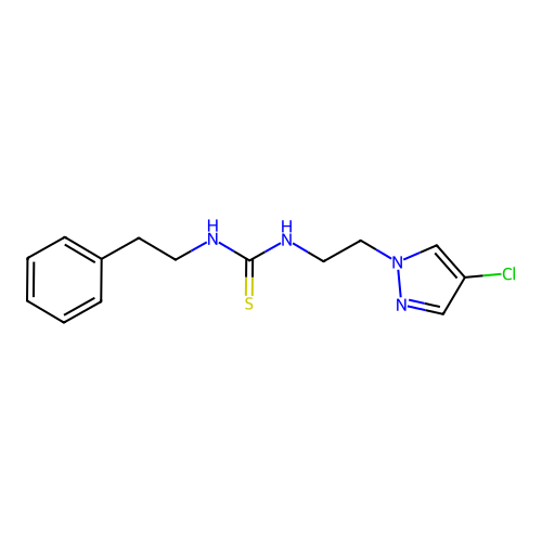 1-[2-(4-chloro-1H-pyrazol-1-yl)ethyl]-3-(2-phenylethyl)thiourea structure