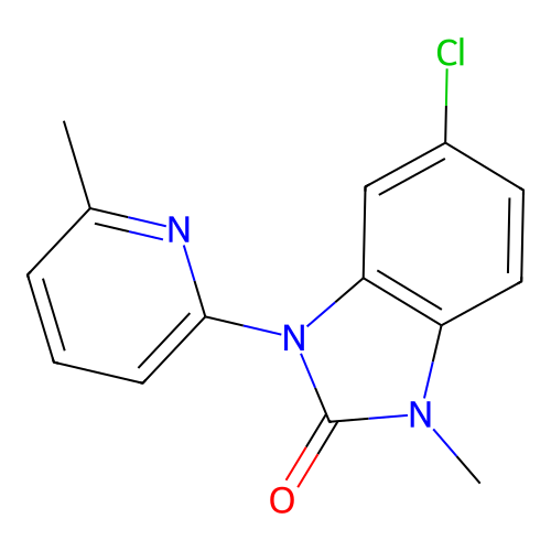 2H-Benzimidazol-2-one, 1,3-dihydro-5-chloro-1-methyl-3-(6-methyl-2-pyridinyl)- structure