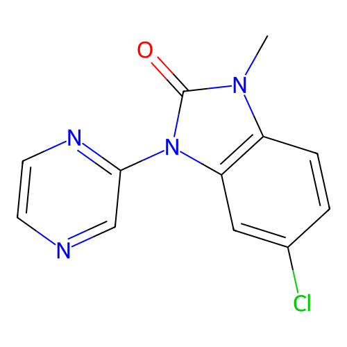 2H-Benzimidazol-2-one, 1,3-dihydro-5-chloro-1-methyl-3-pyrazinyl- structure