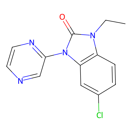 2H-Benzimidazol-2-one, 1,3-dihydro-5-chloro-1-ethyl-3-pyrazinyl- structure