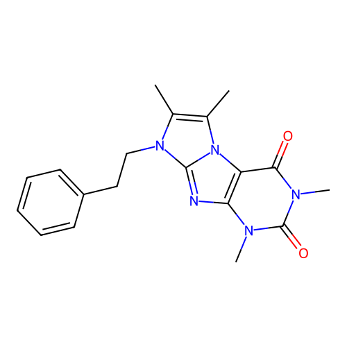 1,3,6,7-tetramethyl-8-phenethyl-1H-imidazo[2,1-f]purine-2,4(3H,8H)-dione structure
