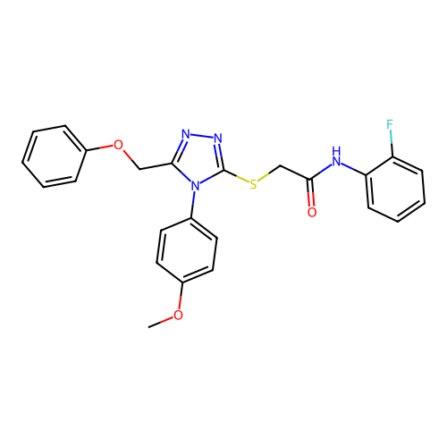 N-(2-fluorophenyl)-2-[[4-(4-methoxyphenyl)-5-(phenoxymethyl)-1,2,4-triazol-3-yl]sulfanyl]acetamide structure