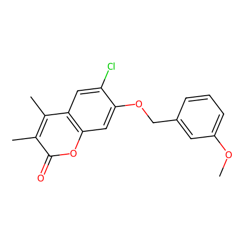 6-chloro-7-[(3-methoxybenzyl)oxy]-3,4-dimethyl-2H-chromen-2-one structure