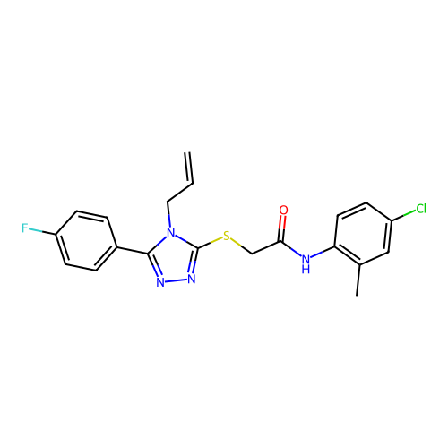 N-(4-chloro-2-methylphenyl)-2-{[5-(4-fluorophenyl)-4-(prop-2-en-1-yl)-4H-1,2,4-triazol-3-yl]sulfanyl}acetamide structure