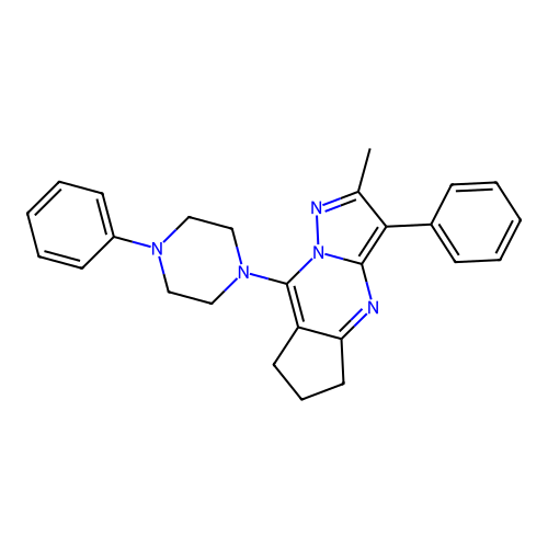 2-methyl-3-phenyl-8-(4-phenylpiperazin-1-yl)-6,7-dihydro-5H-cyclopenta[d]pyrazolo[1,5-a]pyrimidine structure