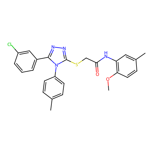 2-{[5-(3-chlorophenyl)-4-(4-methylphenyl)-4H-1,2,4-triazol-3-yl]sulfanyl}-N-(2-methoxy-5-methylphenyl)acetamide structure