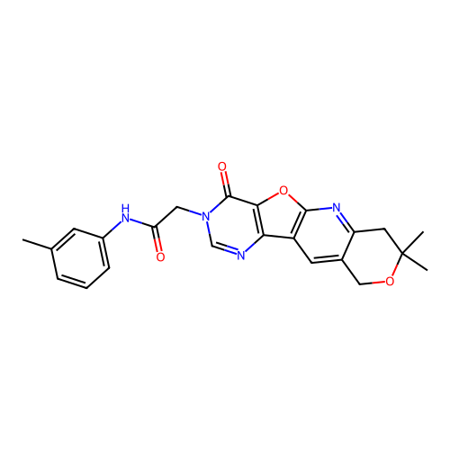 2-(8,8-dimethyl-4-oxo-7,10-dihydro-8H-pyrano[3'',4'':5',6']pyrido[3',2':4,5]furo[3,2-d]pyrimidin-3(4H)-yl)-N-(3-methylphenyl)acetamide structure