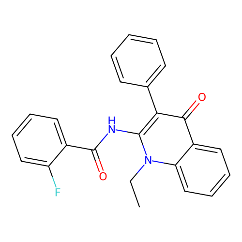 N-(1-ethyl-4-oxo-3-phenyl-1,4-dihydroquinolin-2-yl)-2-fluorobenzamide structure