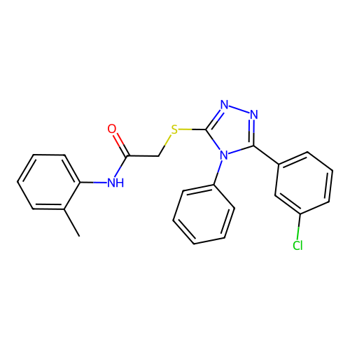 2-[[5-(3-chlorophenyl)-4-phenyl-1,2,4-triazol-3-yl]sulfanyl]-N-(2-methylphenyl)acetamide structure