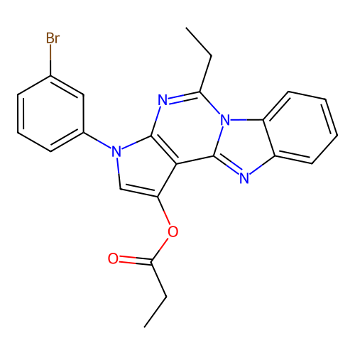 3-(3-bromophenyl)-5-ethyl-3H-benzo[4,5]imidazo[1,2-c]pyrrolo[3,2-e]pyrimidin-1-yl propionate structure