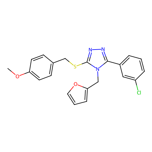 3-(3-chlorophenyl)-4-(furan-2-ylmethyl)-5-((4-methoxybenzyl)thio)-4H-1,2,4-triazole structure