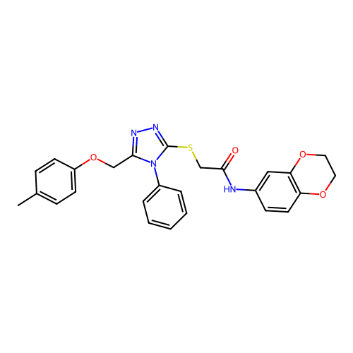 N-(2,3-dihydro-1,4-benzodioxin-6-yl)-2-({5-[(4-methylphenoxy)methyl]-4-phenyl-4H-1,2,4-triazol-3-yl}sulfanyl)acetamide structure