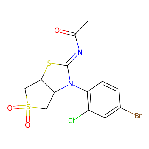 N-[(2Z)-3-(4-bromo-2-chlorophenyl)-5,5-dioxidotetrahydrothieno[3,4-d][1,3]thiazol-2(3H)-ylidene]acetamide structure