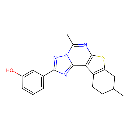 3-(5,9-dimethyl-8,9,10,11-tetrahydro[1]benzothieno[3,2-e][1,2,4]triazolo[1,5-c]pyrimidin-2-yl)phenol structure