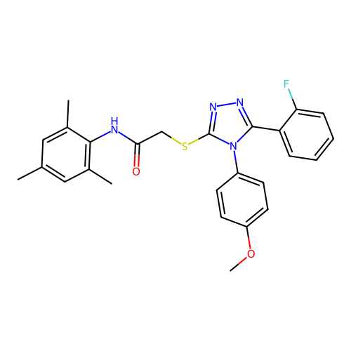 2-{[5-(2-fluorophenyl)-4-(4-methoxyphenyl)-4H-1,2,4-triazol-3-yl]sulfanyl}-N-(2,4,6-trimethylphenyl)acetamide structure