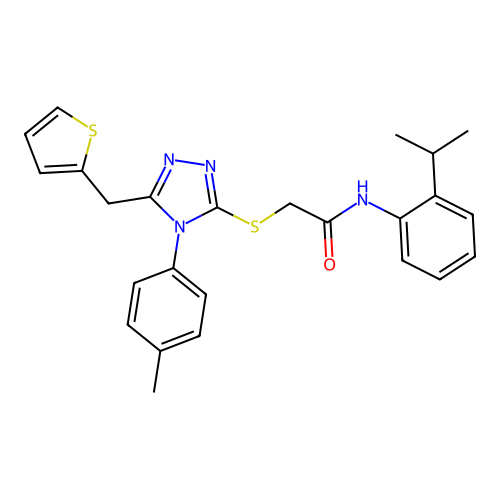 2-{[4-(4-methylphenyl)-5-(thiophen-2-ylmethyl)-4H-1,2,4-triazol-3-yl]sulfanyl}-N-[2-(propan-2-yl)phenyl]acetamide structure