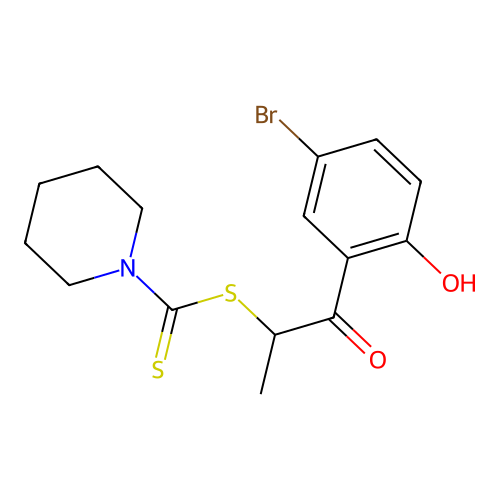 2-(5-Bromo-2-hydroxyphenyl)-1-methyl-2-oxoethyl 1-piperidinecarbodithioate structure