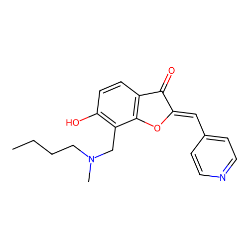 (Z)-7-((butyl(methyl)amino)methyl)-6-hydroxy-2-(pyridin-4-ylmethylene)benzofuran-3(2H)-one structure