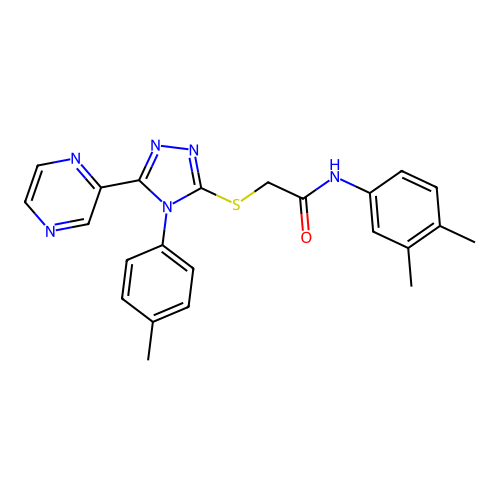 N-(3,4-dimethylphenyl)-2-[[4-(4-methylphenyl)-5-pyrazin-2-yl-1,2,4-triazol-3-yl]sulfanyl]acetamide structure