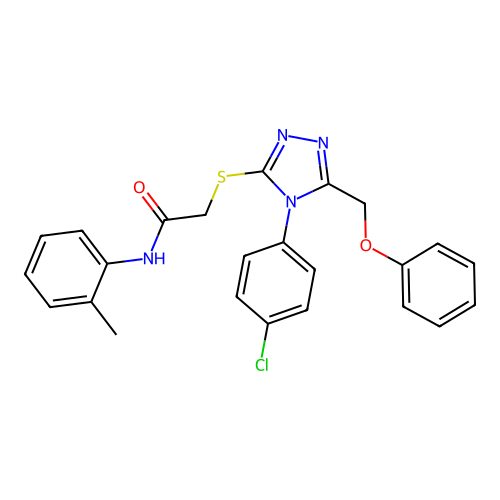 2-[[4-(4-chlorophenyl)-5-(phenoxymethyl)-1,2,4-triazol-3-yl]sulfanyl]-N-(2-methylphenyl)acetamide structure