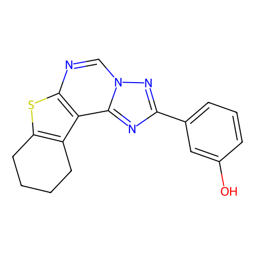 3-(8,9,10,11-tetrahydro[1]benzothieno[3,2-e][1,2,4]triazolo[1,5-c]pyrimidin-2-yl)phenol structure