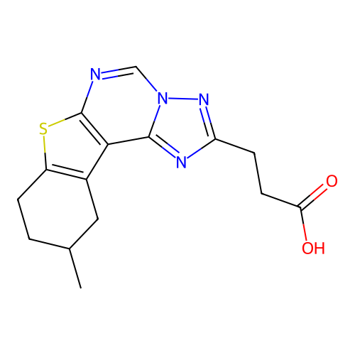 3-(10-methyl-8,9,10,11-tetrahydro[1]benzothieno[3,2-e][1,2,4]triazolo[1,5-c]pyrimidin-2-yl)propanoic acid structure
