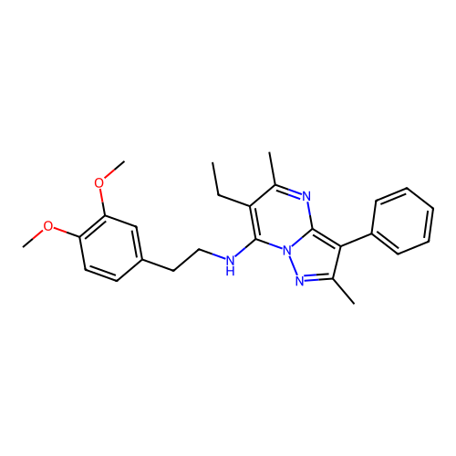 N-[2-(3,4-dimethoxyphenyl)ethyl]-6-ethyl-2,5-dimethyl-3-phenylpyrazolo[1,5-a]pyrimidin-7-amine structure