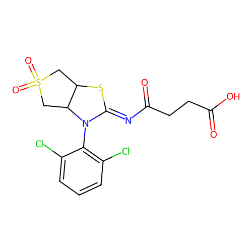 4-{[(2Z)-3-(2,6-dichlorophenyl)-5,5-dioxidotetrahydrothieno[3,4-d][1,3]thiazol-2(3H)-ylidene]amino}-4-oxobutanoic acid structure