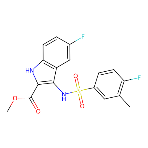 methyl 5-fluoro-3-(4-fluoro-3-methylphenylsulfonamido)-1H-indole-2-carboxylate structure