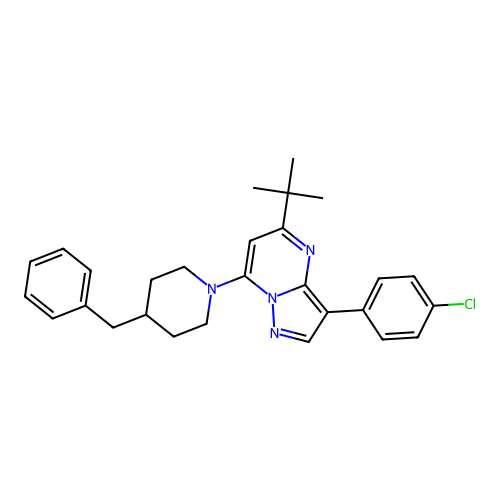 7-(4-benzylpiperidin-1-yl)-5-tert-butyl-3-(4-chlorophenyl)pyrazolo[1,5-a]pyrimidine structure
