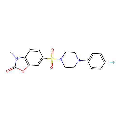 6-[4-(4-Fluoro-phenyl)-piperazine-1-sulfonyl]-3-methyl-3H-benzooxazol-2-one structure