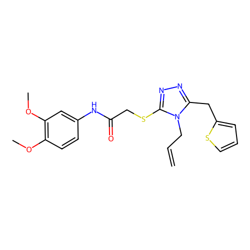 N-(3,4-dimethoxyphenyl)-2-{[4-(prop-2-en-1-yl)-5-(thiophen-2-ylmethyl)-4H-1,2,4-triazol-3-yl]sulfanyl}acetamide structure