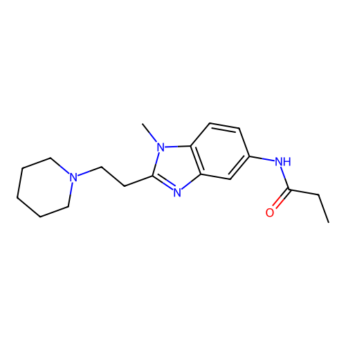N-[1-methyl-2-(2-piperidin-1-ylethyl)benzimidazol-5-yl]propanamide structure