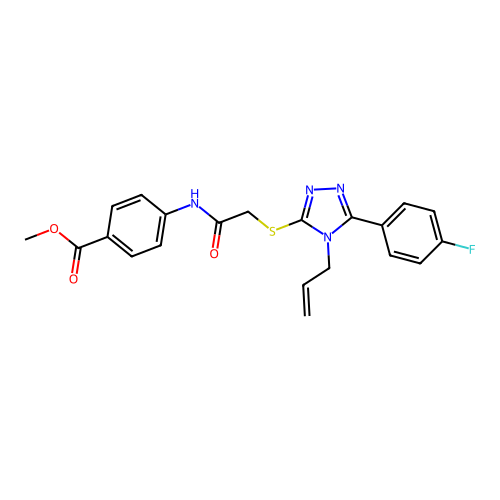 Methyl 4-[[2-[[5-(4-fluorophenyl)-4-prop-2-enyl-1,2,4-triazol-3-yl]sulfanyl]acetyl]amino]benzoate structure