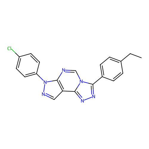 7-(4-chlorophenyl)-3-(4-ethylphenyl)-7H-pyrazolo[4,3-e][1,2,4]triazolo[4,3-c]pyrimidine structure