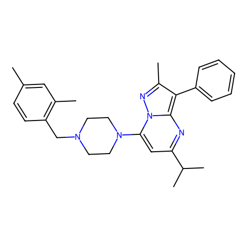7-[4-(2,4-dimethylbenzyl)piperazin-1-yl]-2-methyl-3-phenyl-5-(propan-2-yl)pyrazolo[1,5-a]pyrimidine structure