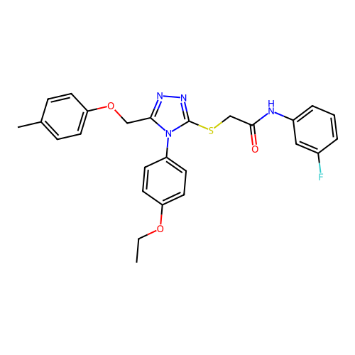 2-((4-(4-ethoxyphenyl)-5-((p-tolyloxy)methyl)-4H-1,2,4-triazol-3-yl)thio)-N-(3-fluorophenyl)acetamide structure