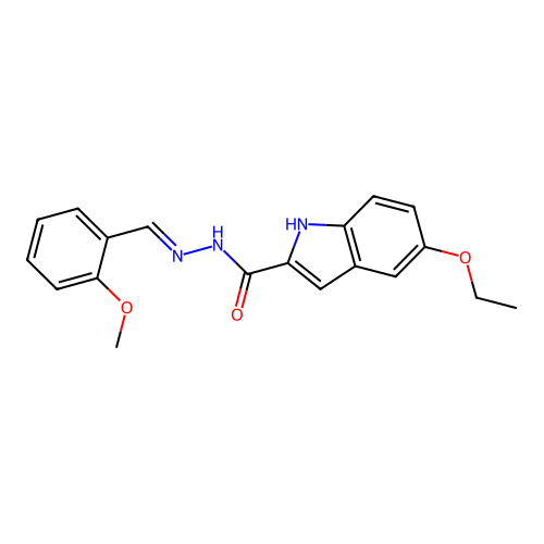 5-ethoxy-N-[(E)-(2-methoxyphenyl)methylideneamino]-1H-indole-2-carboxamide structure