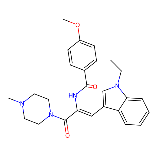 N-[(1Z)-1-(1-ethyl-1H-indol-3-yl)-3-(4-methylpiperazin-1-yl)-3-oxoprop-1-en-2-yl]-4-methoxybenzamide structure
