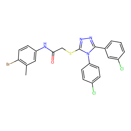 N-(4-bromo-3-methylphenyl)-2-{[5-(3-chlorophenyl)-4-(4-chlorophenyl)-4H-1,2,4-triazol-3-yl]sulfanyl}acetamide structure